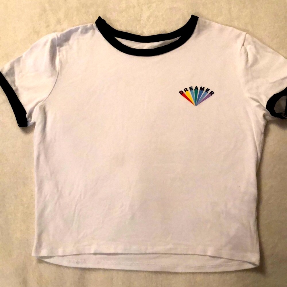 Dreamer ringer tee in white with navy trim from Forever21